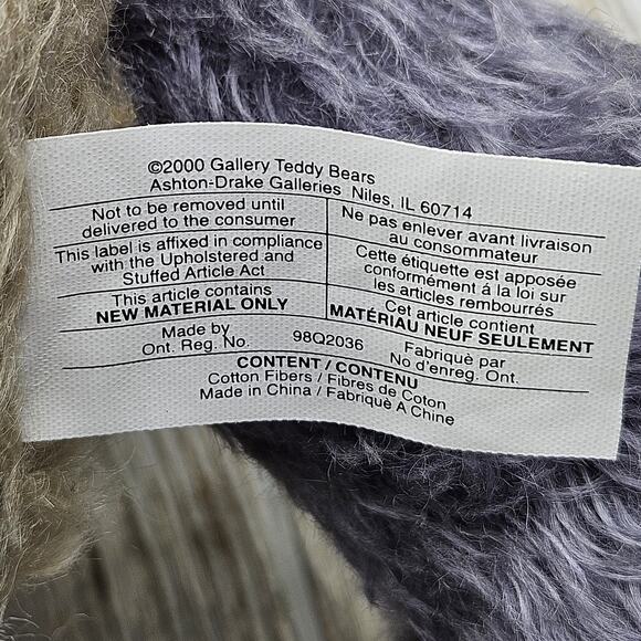 Ashton-Drake Galleries Pamela Wooley Theo Teddy Bear #0768 2000 Plaid Bow‎ Blue - Picture 10 of 10